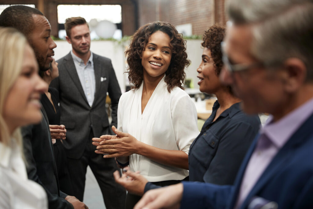 Group of professionals having a conversation